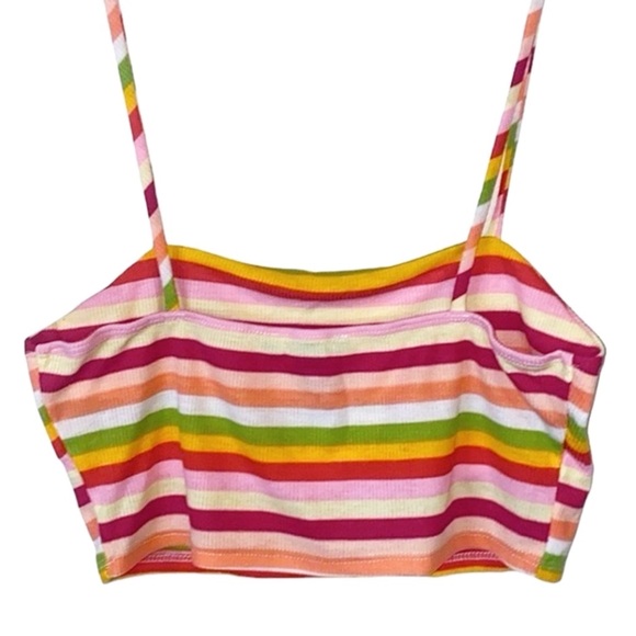 Forever 21 Rainbow Stripe Crop Tank Top, Size Medium - Picture 3 of 6